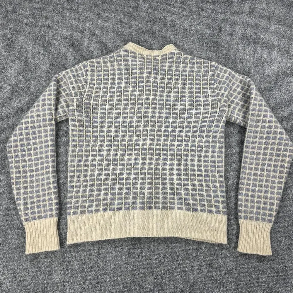 Vintage LL Bean Sweater Womens Small Blue Check Wool Button Cardigan Knit USA - Picture 3 of 13